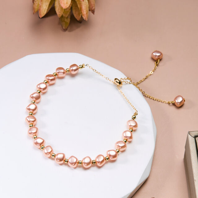 Pulsera de Diseño Novedoso INS para Mujer, Pulsera de Perlas de Imitación de Bola Champagne con Cordón Ajustable
