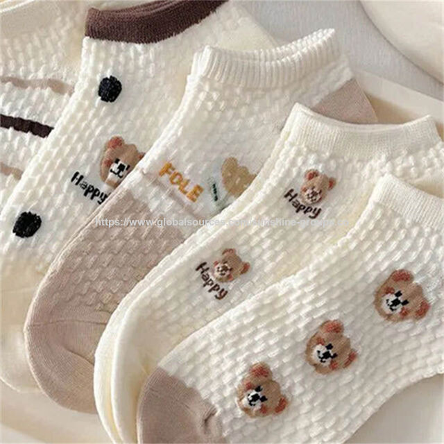 Calcetines tobilleros finos de estilo caricatura para mujer, cómodos y versátiles, tejido de barco, aptos para todas las estaciones, venta al por mayor, primavera