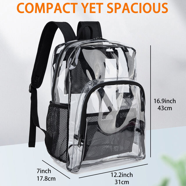 Mochila transparente de doble hombro, mochila transparente para estudiantes con compartimentos secos y húmedos para actividades al aire libre