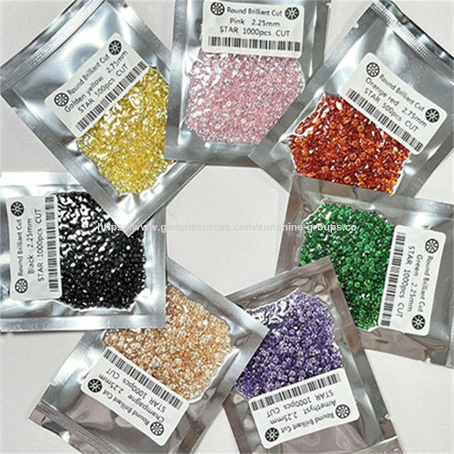 Piedras sueltas de circonita cúbica multicolor de 0.8-3.0 mm, piedras de circonita cúbica de corte redondo de tamaño pequeño, pieza accesoria