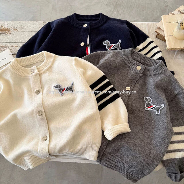 Kinder Strickjacke, Herren-Strickpullover im Schulstil, neuer gestreifter Strickjackenpullover für Kinder Frühling 2026, Baby-Mantel, Damen