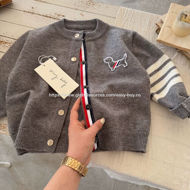 Kinder Strickjacke, Herren-Strickpullover im Schulstil, neuer gestreifter Strickjackenpullover für Kinder Frühling 2026, Baby-Mantel, Damen
