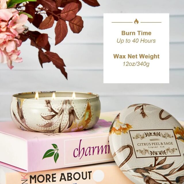 Bougie d'aromathérapie à 3 cœurs, grande boîte en fer, cire de soja, huile essentielle végétale, huile de citronnelle sans fumée