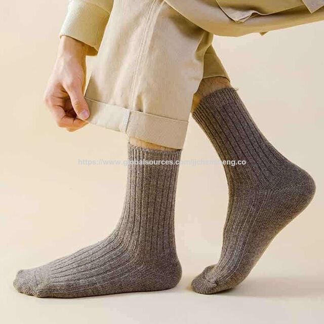Großhandel Winter Wollsocken für Herren, mit Samt verstärkt, verdickt, warm, mit individuellem Logo am Boden, Sportsocken