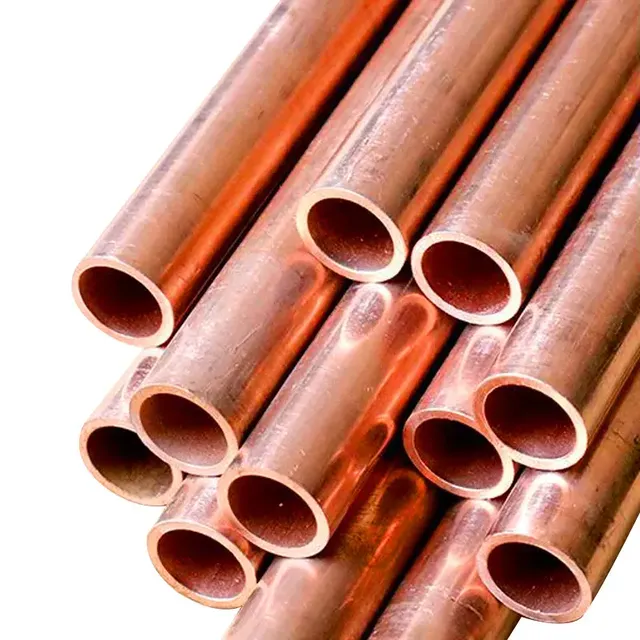 Tubos de Cobre Puro Redondo Sem Costura Metal Mais Vendido ASTM B280 Tubos de Latão de Cobre Reto Fornecedor China