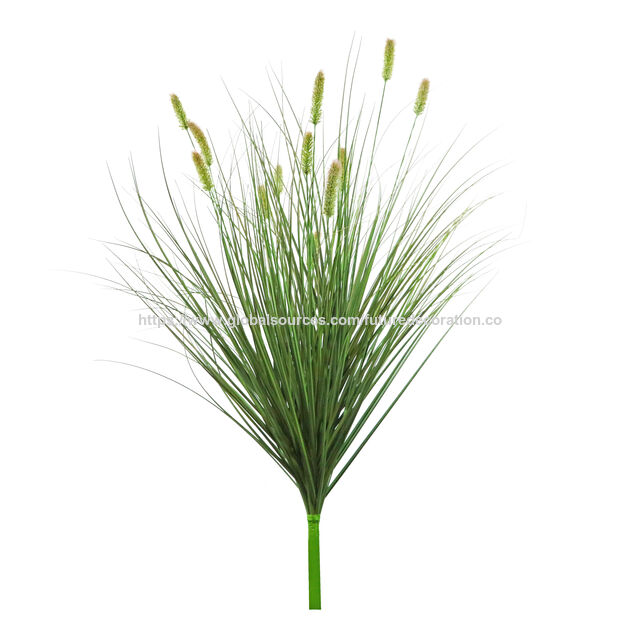 Artículo de gran venta en 2025: Brote de flor de hierba artificial amarilla/verde de 40 cm con maceta de plástico