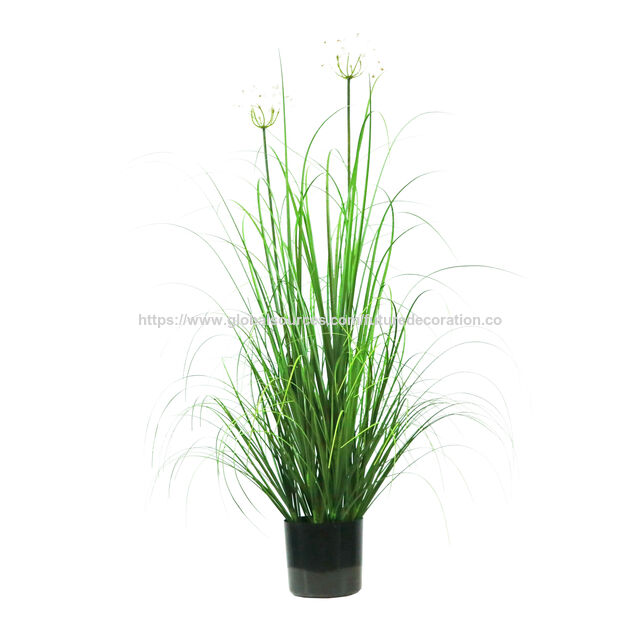 Artículo de gran venta en 2025: Brote de flor de hierba artificial amarilla/verde de 40 cm con maceta de plástico