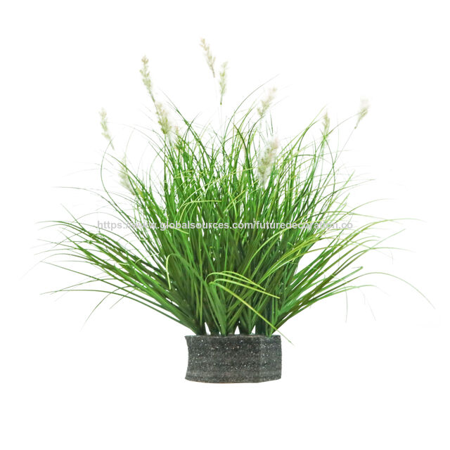 Artículo de gran venta en 2025: Brote de flor de hierba artificial amarilla/verde de 40 cm con maceta de plástico