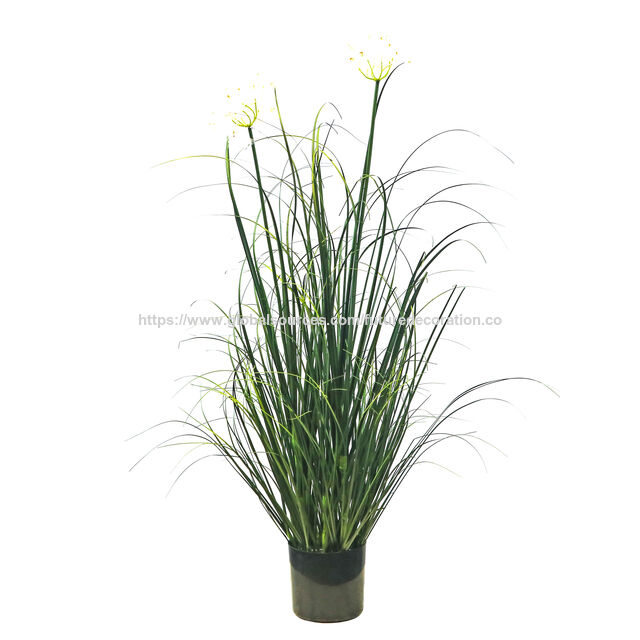 Artículo de gran venta en 2025: Brote de flor de hierba artificial amarilla/verde de 40 cm con maceta de plástico