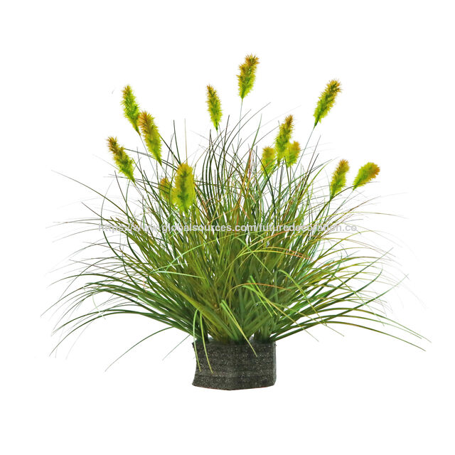 Artículo de gran venta en 2025: Brote de flor de hierba artificial amarilla/verde de 40 cm con maceta de plástico