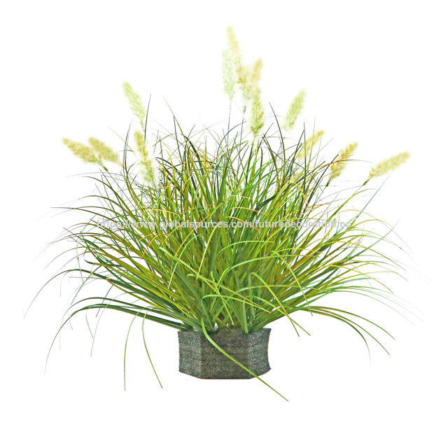 Artículo de gran venta en 2025: Brote de flor de hierba artificial amarilla/verde de 40 cm con maceta de plástico