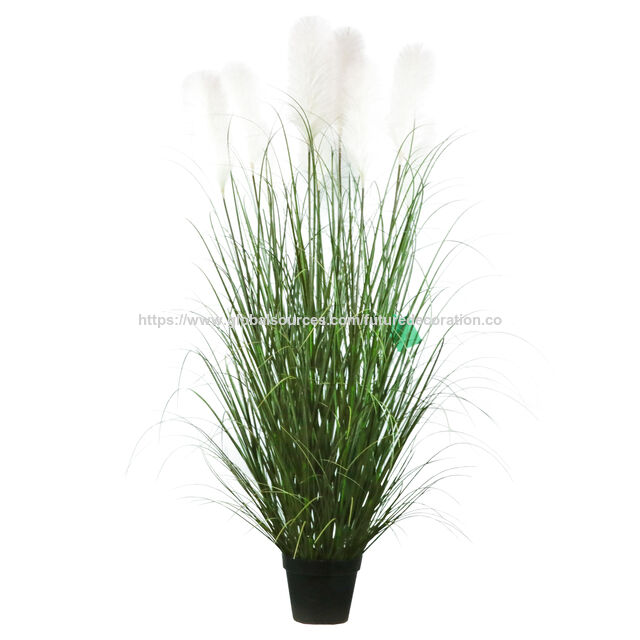 Artículo de gran venta en 2025: Brote de flor de hierba artificial amarilla/verde de 52 cm con maceta de plástico