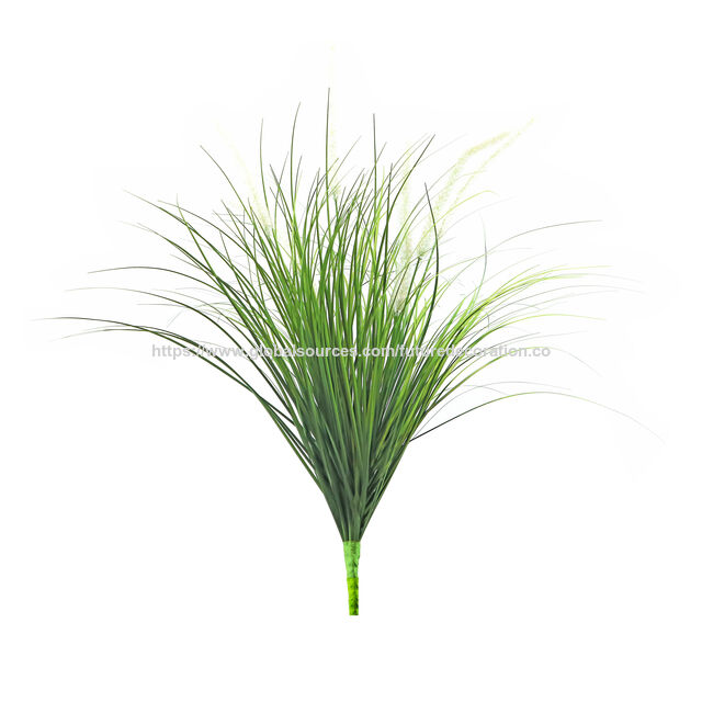 Artículo de gran venta en 2025: brote de flor de hierba artificial amarilla/verde de 35 cm con maceta de plástico
