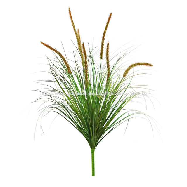 Artículo de gran venta en 2025: brote de flor de hierba artificial amarilla/verde de 35 cm con maceta de plástico