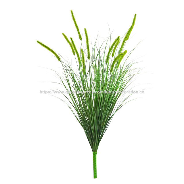 Artículo de gran venta en 2025: brote de flor de hierba artificial amarilla/verde de 35 cm con maceta de plástico