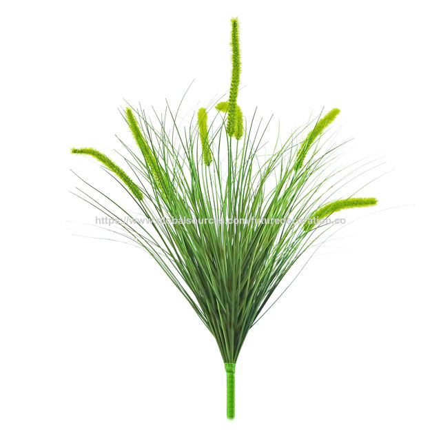 Artículo de gran venta en 2025: brote de flor de hierba artificial amarilla/verde de 35 cm con maceta de plástico