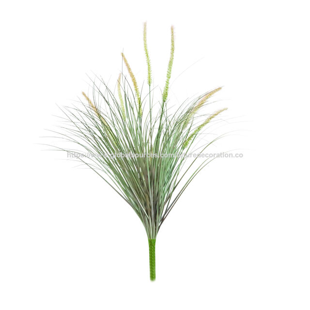 Artículo de gran venta en 2025: brote de flor de hierba artificial amarilla/verde de 35 cm con maceta de plástico