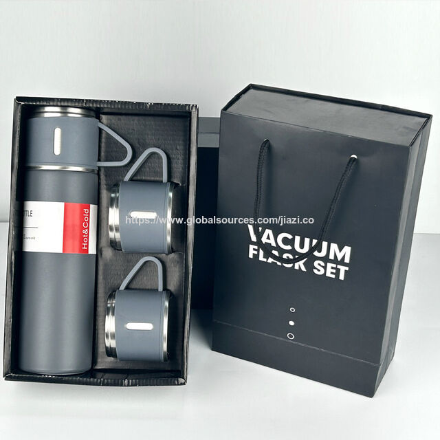 Precio de Fábrica Vaso Aislado al Vacío de Acero Inoxidable 304 con Juego de Regalo de 3 Tapas Botella Térmica de Agua para Negocios y Exteriores