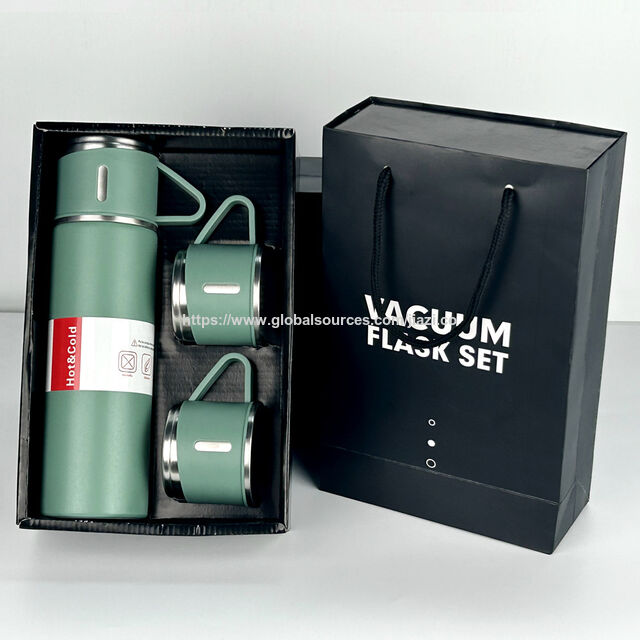 Precio de Fábrica Vaso Aislado al Vacío de Acero Inoxidable 304 con Juego de Regalo de 3 Tapas Botella Térmica de Agua para Negocios y Exteriores