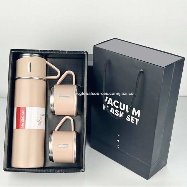Precio de Fábrica Vaso Aislado al Vacío de Acero Inoxidable 304 con Juego de Regalo de 3 Tapas Botella Térmica de Agua para Negocios y Exteriores