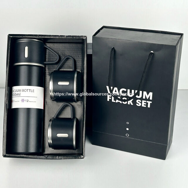 Precio de Fábrica Vaso Aislado al Vacío de Acero Inoxidable 304 con Juego de Regalo de 3 Tapas Botella Térmica de Agua para Negocios y Exteriores