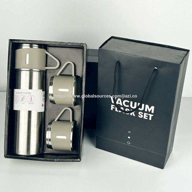 Precio de Fábrica Vaso Aislado al Vacío de Acero Inoxidable 304 con Juego de Regalo de 3 Tapas Botella Térmica de Agua para Negocios y Exteriores