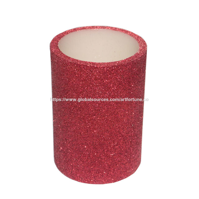 Bougie LED, Bougie LED sans Flamme à Piles 7.5*14cm avec Laque Rouge pour la Décoration de la Maison