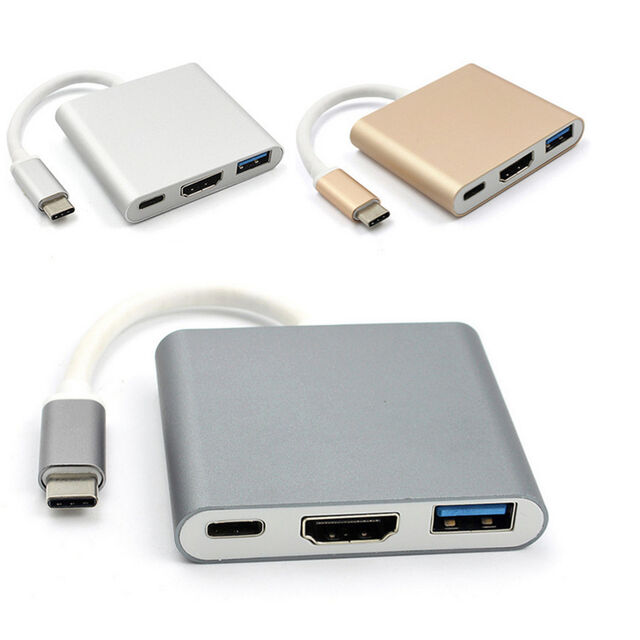 3-in-1 USB 3.1 Typ-C auf 4K HDMI USB 3.0 Typ-C Buchse Kabeladapter Konverter Hub