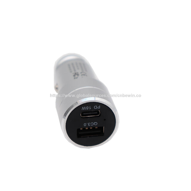 شاحن سيارة USB بمنفذ PD وشحن سريع QC3