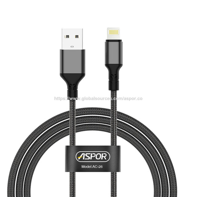 Cable de datos ASPOR AC-25 tipo C PD 3A de carga rápida, 2 en 1 para iPhone, carga rápida y sin dañar el teléfono