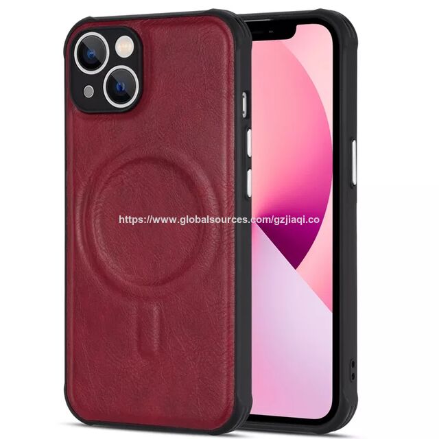 Coque de Protection Magnétique Anti-choc en Cuir PU PC pour iPhone 14