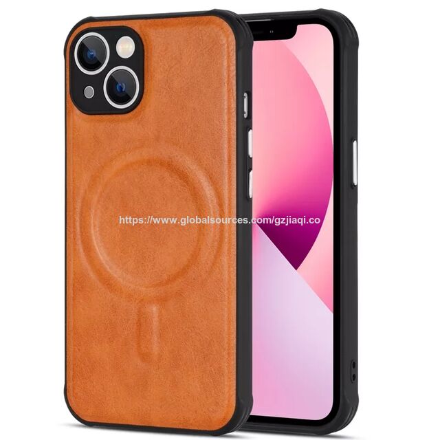 Coque de Protection Magnétique Anti-choc en Cuir PU PC pour iPhone 14