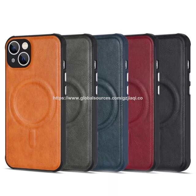 Coque de Protection Magnétique Anti-choc en Cuir PU PC pour iPhone 14