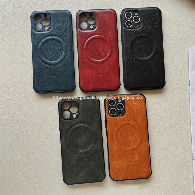 Coque de Protection Magnétique Anti-choc en Cuir PU PC pour iPhone 14