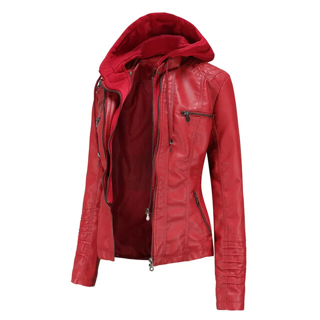Leder-Motorradjacke für Damen - Active Wear, Wintertauglich, Atmungsaktiv, Knitterfrei, Wasserdicht, Umweltfreundlich, Beige, Leichtes PU