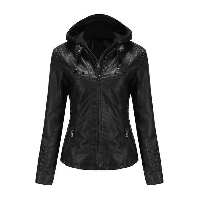 Leder-Motorradjacke für Damen - Active Wear, Wintertauglich, Atmungsaktiv, Knitterfrei, Wasserdicht, Umweltfreundlich, Beige, Leichtes PU