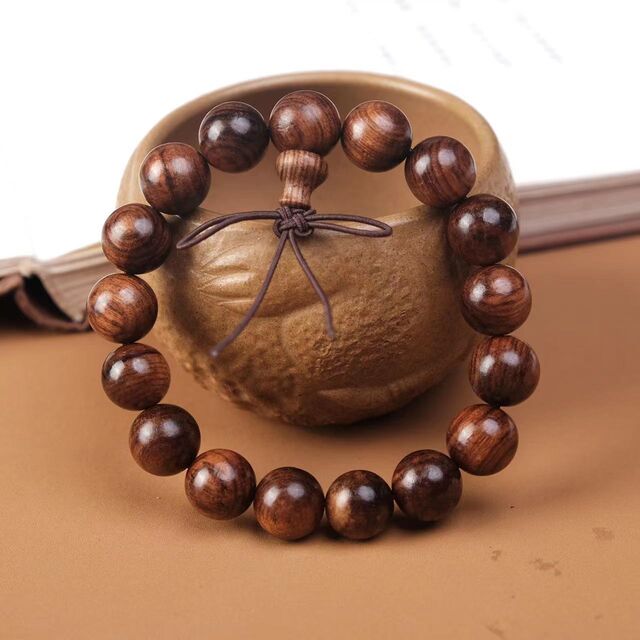 Pulseira de contas de Buda, pera amarela, jacarandá, pulseiras masculinas e femininas, ornamentos culturais, artesanato em madeira, contas de oração