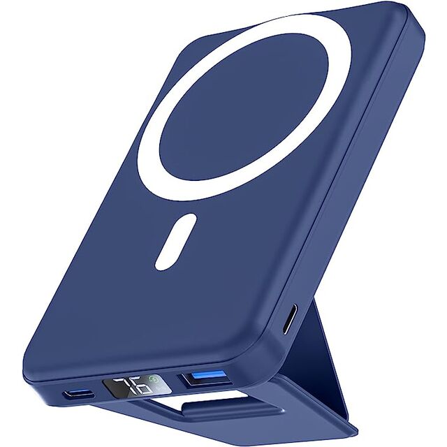 Batería Magsafe, Power Bank Magnético Plegable de 10000mAh con Pantalla LED de Cable USB-C, Carga Rápida PD de 22.5W Portátil Inalámbrica
