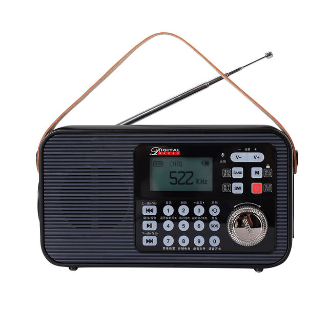 Receptor de Radio Digital Portátil DAB/DAB+/FM con Altavoz Inalámbrico BT Mp3 de Doble Fuente de Alimentación e Iluminación de Emergencia, Radio de Bolsillo (Negro)