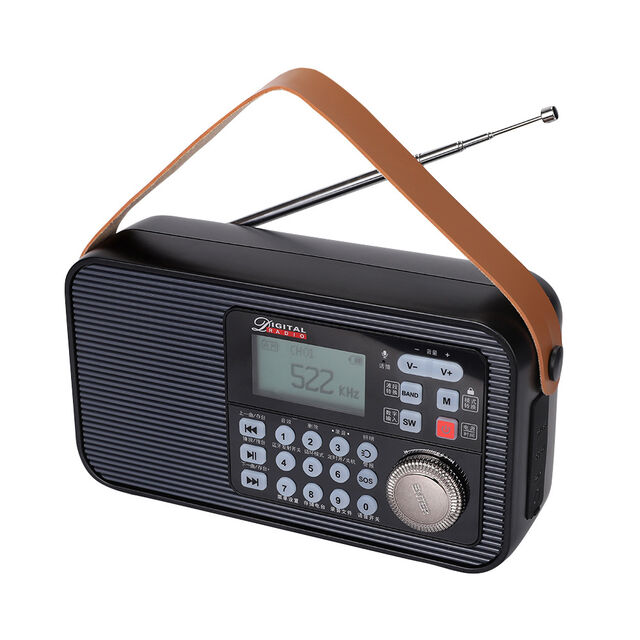 Receptor de Radio Digital Portátil DAB/DAB+/FM con Altavoz Inalámbrico BT Mp3 de Doble Fuente de Alimentación e Iluminación de Emergencia, Radio de Bolsillo (Negro)