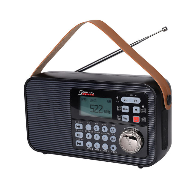 Receptor de Radio Digital Portátil DAB/DAB+/FM con Altavoz Inalámbrico BT Mp3 de Doble Fuente de Alimentación e Iluminación de Emergencia, Radio de Bolsillo (Negro)