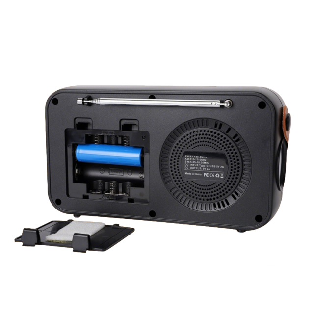 Receptor de Radio Digital Portátil DAB/DAB+/FM con Altavoz Inalámbrico BT Mp3 de Doble Fuente de Alimentación e Iluminación de Emergencia, Radio de Bolsillo (Negro)
