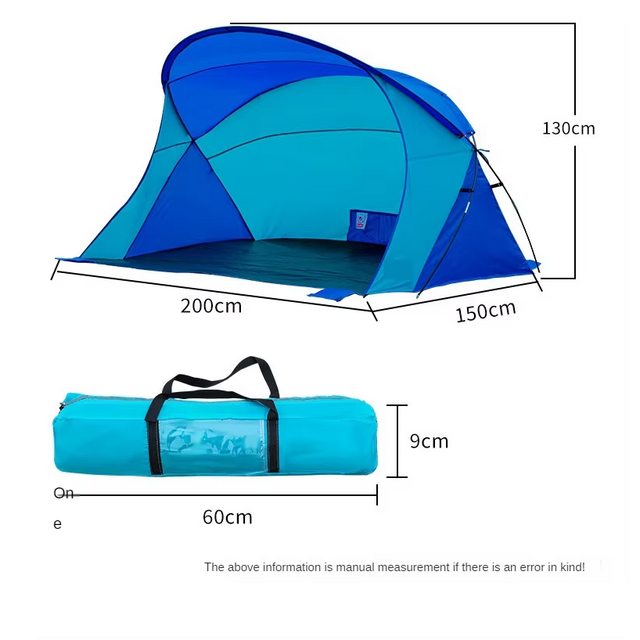 Tenda de Praia Dobrável com Proteção UV, Montagem Rápida, Leve, Toldo Solar para Família ao Ar Livre