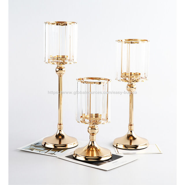 Kandelaber im europäischen Stil, Metall-Glas-Kerzenhalter, Dekoration, leichter Luxus, für chinesische und westliche Esstische, Ausstellungsräume, Zuhause