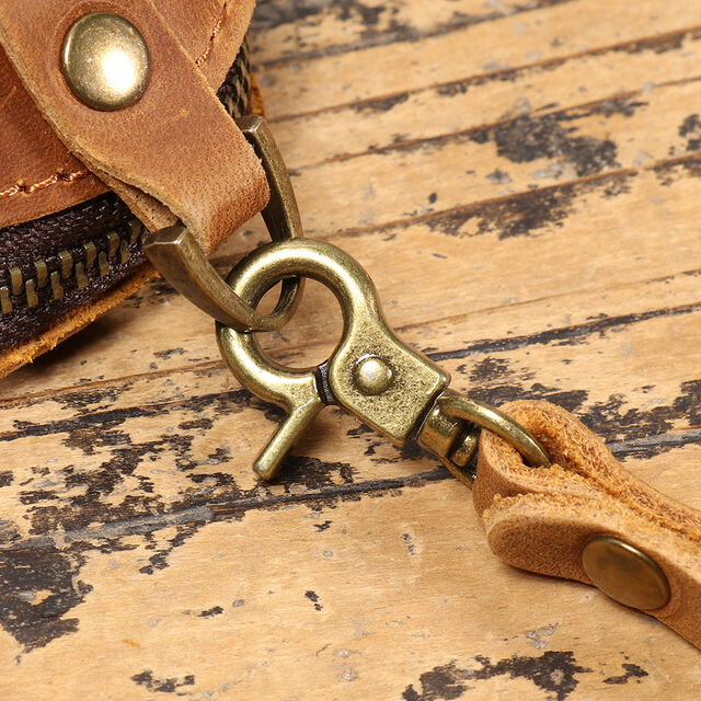 Étui à clés en cuir - Mini sac à main portable en cuir de vachette pur avec fermeture éclair pour clés de voiture et petit portefeuille