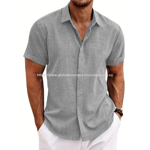 Smart Casual Poloshirt/Hemd aus Polyester - Herren Kurzarm, Individuelles Hemd, Freizeitkleidung