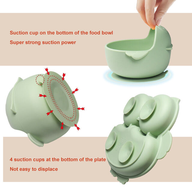 Conjunto de Alimentação para Bebê, Colher para Criança, Babador, Jantar Infantil, Silicone Livre de BPA, Prato com Ventosa, Tigela, Copo para Desmame Guiado pelo Bebê