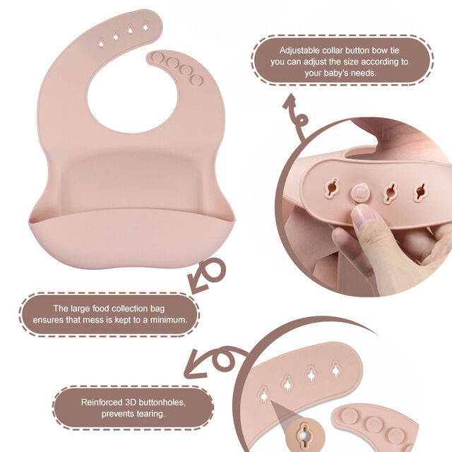 Conjunto de Alimentação para Bebê, Colher para Criança, Babador, Jantar Infantil, Silicone Livre de BPA, Prato com Ventosa, Tigela, Copo para Desmame Guiado pelo Bebê