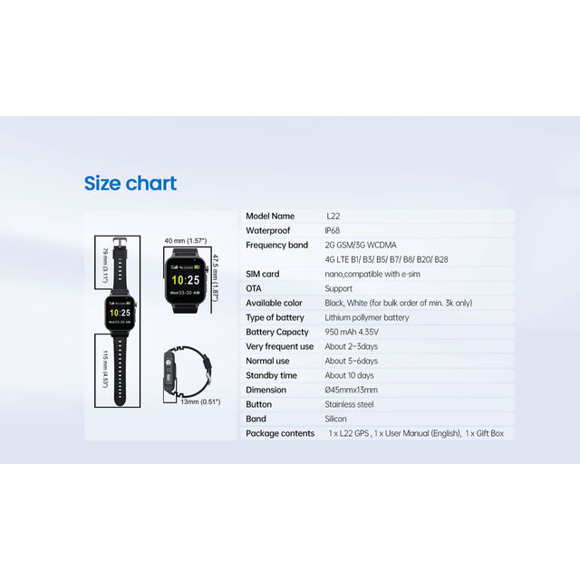 Smartwatch de Segurança OEM para Empresas com SDK, Chamada SOS, Alerta de Queda, Rastreador GPS BLE LBS 4G para Trabalhadores Solitários ao Ar Livre