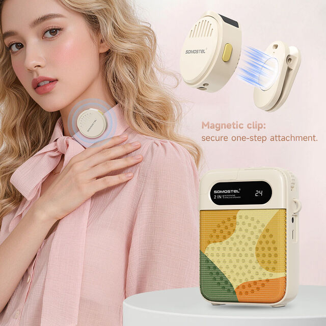 Amplificador de Voz Inalámbrico Portátil con Micrófono de Clip Magnético | Altavoz de 20W para Profesores, Guías y Presentadores